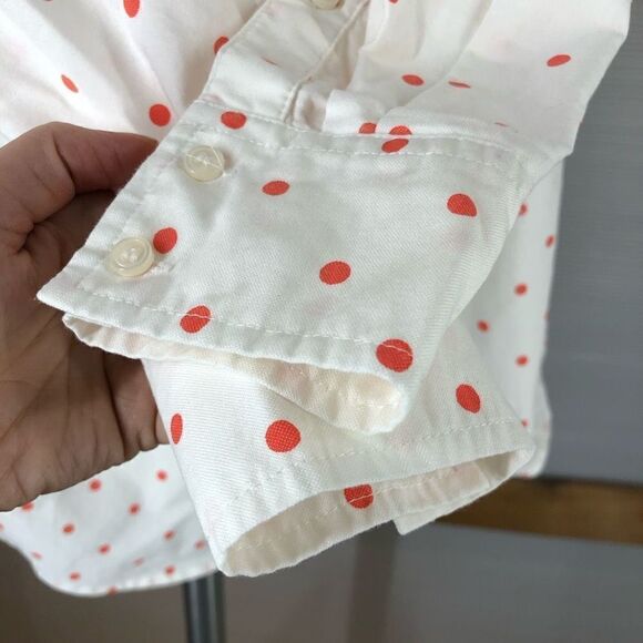 J.crew FCTRY Wht Red Polka Dot Tunic Pullover Shirt S - Picture 3 of 9